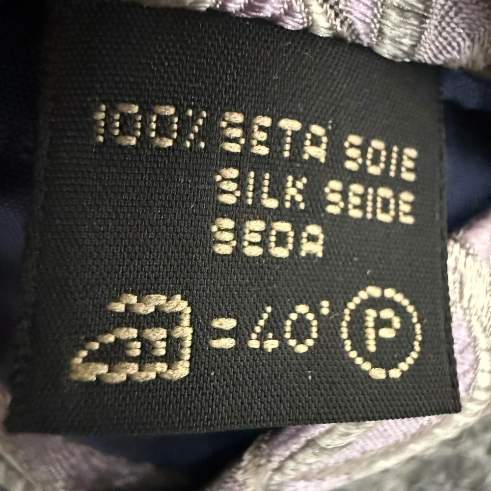 Ermenegildo Zegna Silk Tie Mens Lavender Green Wavy Geometric Made in Italy